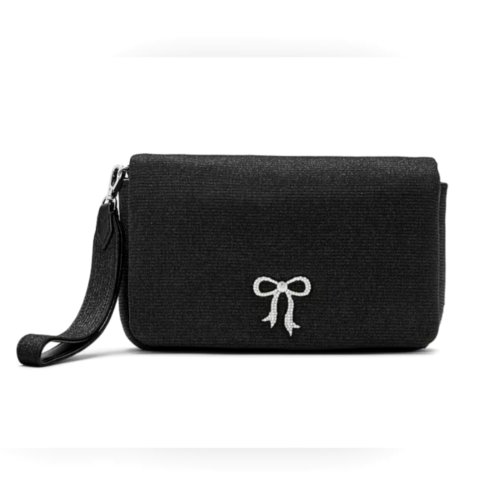 Victoria's Secret Black Phone Wristlet with Bow Accent